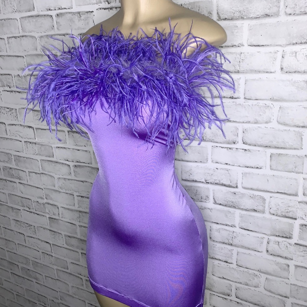 Custom Lilac Feather Bodycon Dress
